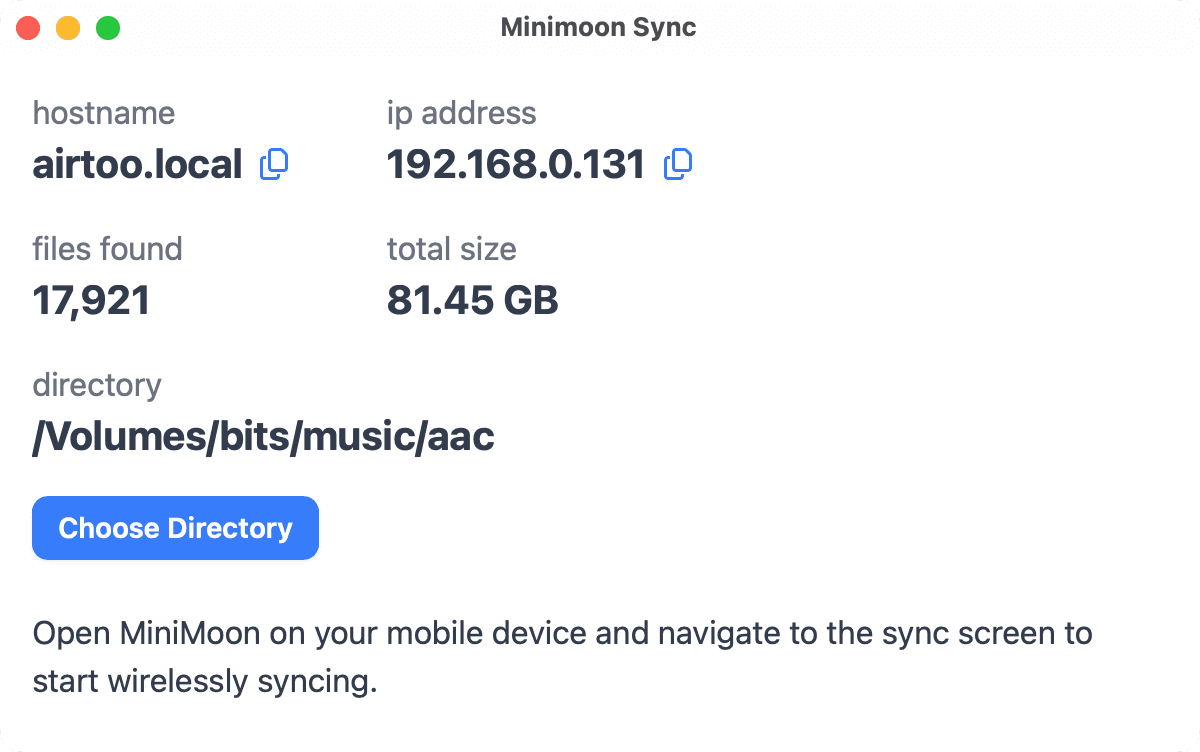 minimoon sync screenshot